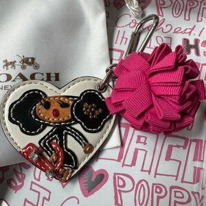 Coach Poppy Pepper Heart Keychain in Tin
